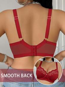 Divavoom Plus Size Lace Patchwork Underwire Bra, 1pc - Red - View 6