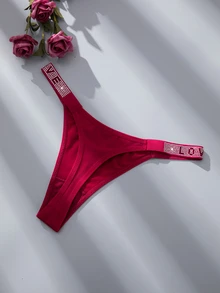 Divavoom Luxury Rhinestone Decorated Women's Panties Comfortable Romantic Thong 5pcs Set - Multicolor - View 6