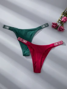 SHEIN 8条/套 奢华水钻装饰女士舒适浪漫丁字裤，多色 - 彩色 - 查看 5