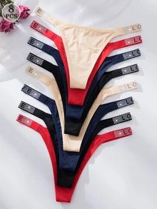 Wedaily 8pcs/Set Luxury Rhinestone Decorated Women's Panties, Comfortable & Romantic Thong - Multicolor - View 2