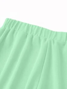 SHEIN LUNE 大尺碼女款時尚極簡修身休閒百搭長褲 秋季 - 薄荷綠 - 查看 5