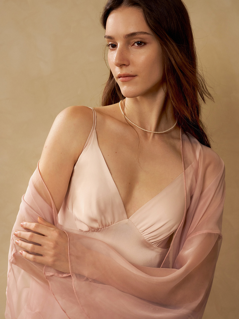 MOTF WOMEN'S ELEGANT SOLID COLOR CAMISOLE SLEEP DRESS AND SHEER ROBE PAJAMA SET
