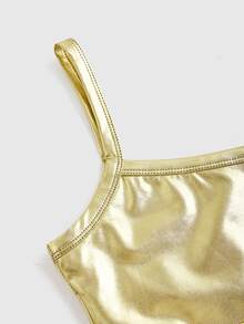 SHEIN ICON Woven Solid Color Slim Fit Camisole Top - Gold - View 5