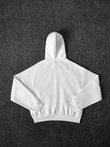Manfinity Homme Men's Embroidered Casual Raglan Sleeve Zip-Up Hoodie - White - View 2