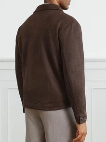 HUEFORM Men's Structured Straight Fit Dark Brown Lapel Jacket With Colorblock Design, Versatile Everyday Jacket And Outerwear - Rust Brown - View 2