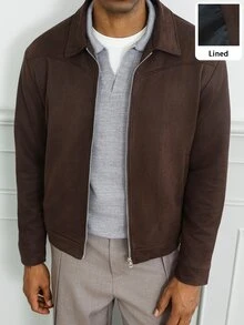 HUEFORM Men's Structured Straight Fit Dark Brown Lapel Jacket With Colorblock Design, Versatile Everyday Jacket And Outerwear - Rust Brown - View 5
