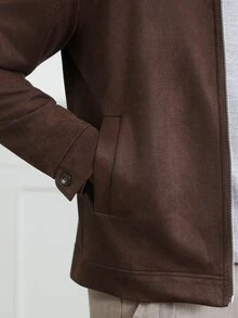 HUEFORM Men's Structured Straight Fit Dark Brown Lapel Jacket With Colorblock Design, Versatile Everyday Jacket And Outerwear - Rust Brown - View 7