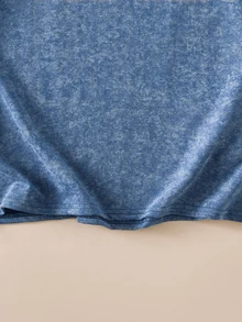 FROVYX Men's 60% Cotton Washed Blue Short Sleeve T-Shirt - Blue - View 3