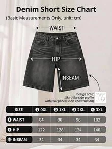 SHEIN Cottnline Women Gray Knee Length Casual Kawaii Denim Shorts Curve Formal Rave - Dark Wash - View 5
