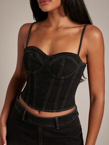 SHEIN BAE Women's Denim Camisole & Long Pants Set - Black - View 5