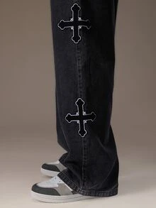 Emperor Men's Black Denim Jeans, Autumn/Winter - Black - View 4