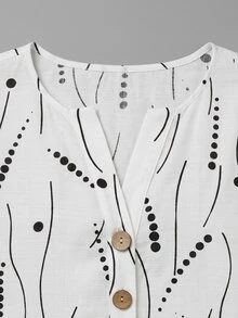 EMERY ROSE Women's Woven Printed Summer Casual Shirt - White - View 6
