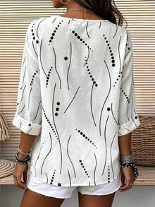 EMERY ROSE Women's Woven Printed Summer Casual Shirt - White - View 2