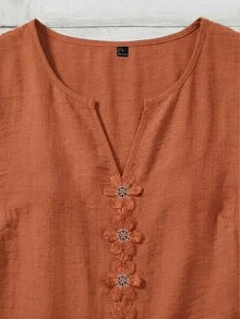 EMERY ROSE Women's Woven Casual Resort Summer Blouse - Burnt Orange - View 6