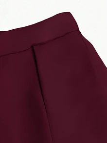 EMERY ROSE Falda larga de cintura alta de unicolor en corte evasé para mujer - Burdeos - Ver 6