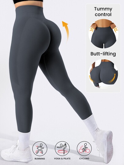 Slayform Slayform Women's High Waisted Seamless Slim Leggings, Tummy Control Lifting Yoga Pants, 4-Way Stretch Quick-Drying Workout Tights For Running & Cycling