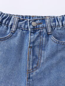 Tween Girl Solid High Waist Wide Leg Jeans - Dark Wash - View 4