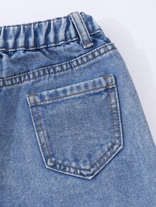 Tween Girl Solid High Waist Wide Leg Jeans - Dark Wash - View 5