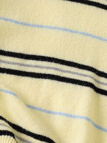 SHEIN Fall Winter Teen Girl Contrast Striped Pattern Long Sleeve Sweater Pullover, Back To School, Cozy Soft, Festival Christmas - Yellow - View 3