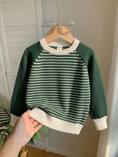 SHEIN Pulls pour jeunes garçons, col rond, tricotés, manches longues, confortables, convenant pour l'automne et l'hiver, bloc de couleurs blanc, vêtements d'extérieur automne-hiver