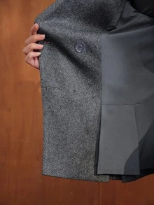 MOTF PREMIUM Mantel abu-abu wanita, elegan dan formal, musim gugur/musim dingin. - Grey - View 9