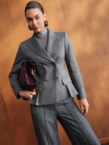 MOTF PREMIUM Mantel abu-abu wanita, elegan dan formal, musim gugur/musim dingin. - Grey - View 2