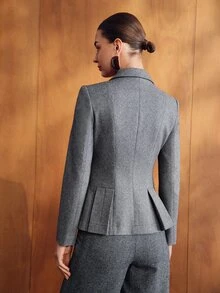MOTF PREMIUM Mantel abu-abu wanita, elegan dan formal, musim gugur/musim dingin. - Grey - View 3