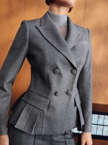 MOTF PREMIUM Mantel abu-abu wanita, elegan dan formal, musim gugur/musim dingin. - Grey - View 1