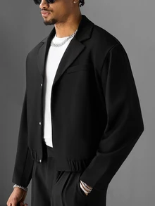 SLATEMANN Men's Minimalist Versatile Long Sleeve Shirt For Daily Office Commute - Black - View 1