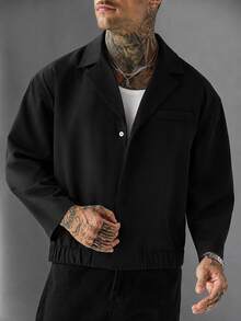 SLATEMANN Men's Minimalist Versatile Long Sleeve Shirt For Daily Office Commute - Black - View 3