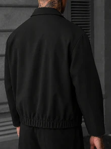 SLATEMANN Men's Minimalist Versatile Long Sleeve Shirt For Daily Office Commute - Black - View 2