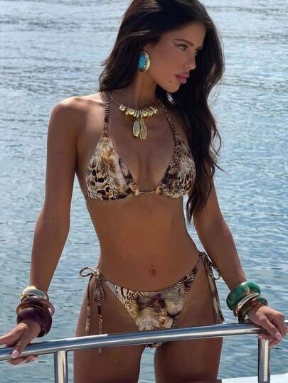 Bonvoyette Women's Ditsy Floral Bright-Color Cute Bikini Swimwear Suitable For Going Out For Summer Beach Vacation