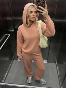 DAZY Women's Hooded Top & Long Pants Pajama Set Fall - Orange - View 7