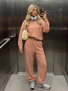 DAZY Women's Hooded Top & Long Pants Pajama Set Fall - Orange - View 9