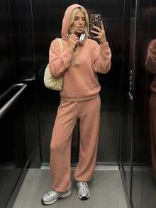 DAZY Women's Hooded Top & Long Pants Pajama Set Fall - Orange - View 6