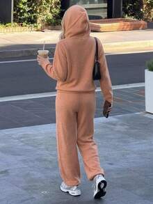 DAZY Women's Hooded Top & Long Pants Pajama Set Fall - Orange - View 2