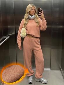 DAZY Women's Hooded Top & Long Pants Pajama Set Fall - Orange - View 4