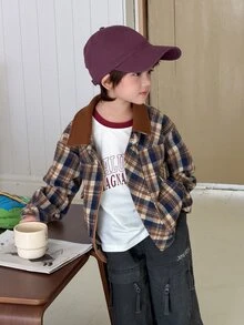 Dazy Kids Infant (Boy) Plaid Lapel Casual Long Sleeve Jacket Fall - Blue - View 5
