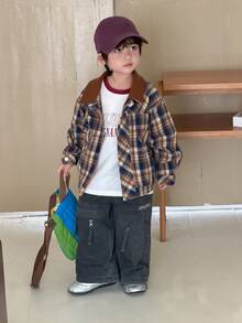 Dazy Kids Infant (Boy) Plaid Lapel Casual Long Sleeve Jacket Fall - Blue - View 8