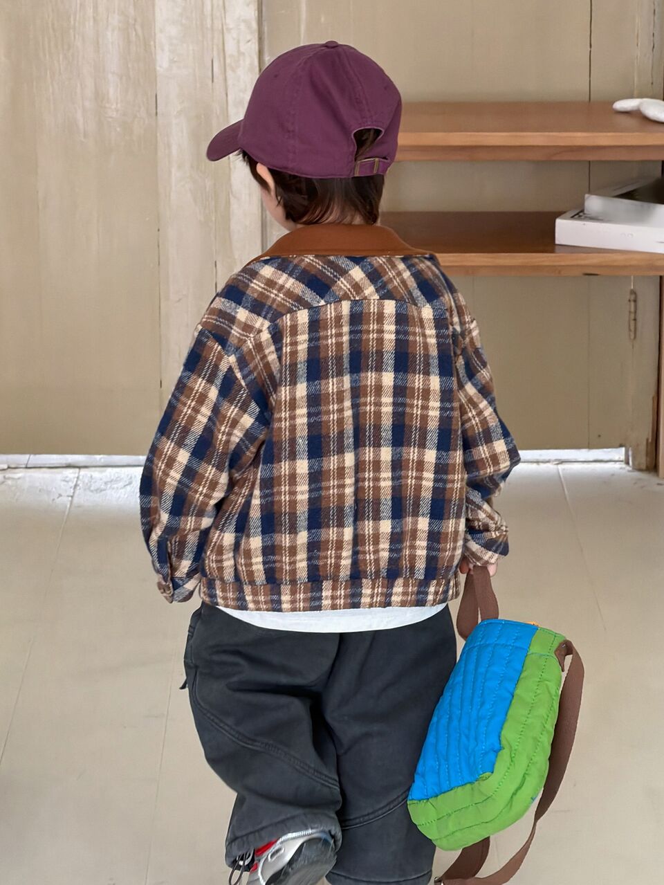 Infant (Boy) Plaid Lapel Casual Long Sleeve Jacket