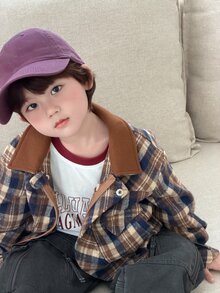 Dazy Kids Infant (Boy) Plaid Lapel Casual Long Sleeve Jacket Fall - Blue - View 1