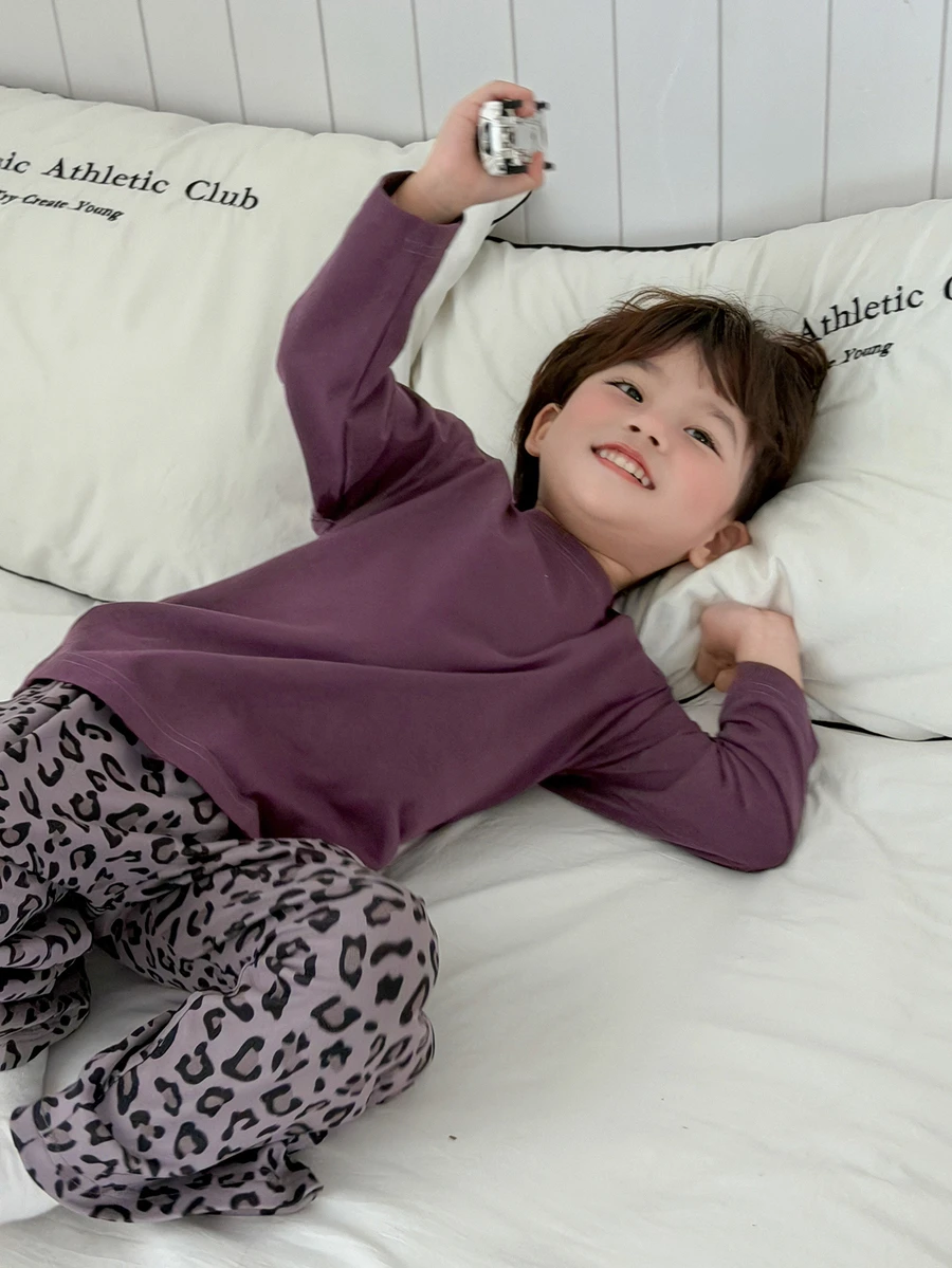 DAZY Infant (Boy) Round Neck Comfortable Long Sleeve Loungewear - Purple - View 1