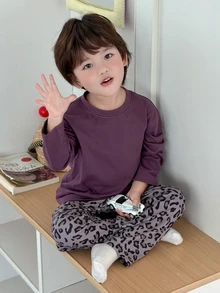 DAZY Infant (Boy) Round Neck Comfortable Long Sleeve Loungewear - Purple - View 3