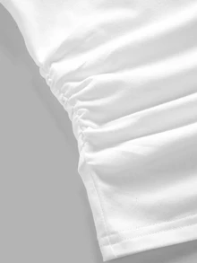 SHEIN 青少年女孩秋冬新款時尚休閒極簡長袖白色印花T恤與黑白條紋長褲針織兩件套，居家、外出、上學、度假皆適用 - 黑與白 - 查看 4