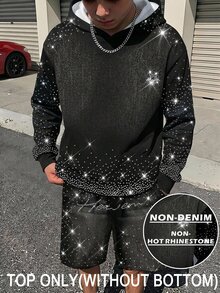 SHEIN 青少年男孩休閒街頭風連帽衛衣，滿版印花設計，適合秋冬返校季 - 黑色 - 查看 5