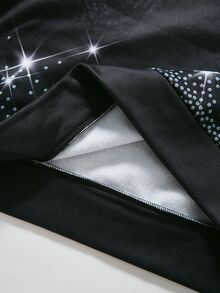 SHEIN 青少年男孩休閒街頭風連帽衛衣，滿版印花設計，適合秋冬返校季 - 黑色 - 查看 6