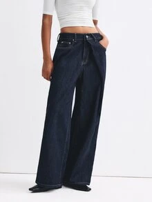 ATUI Studio Celana Jeans Denim Kasual Wanita untuk Sehari-hari dengan Saku dan Kancing - Navy Blue - View 4