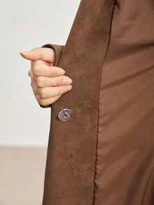 ATUI Studio Women's Solid Color Waist Tie Casual Elegant Versatile Daily Wear Long Sleeve Jacket Office Everyday Work Business Dark Brown Fall - Coffee Brown - View 5