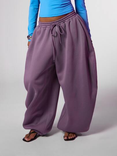 COUREZ Tief sitzende Baggy Ballon Jogginghose /Y2K Winterkleidung für Frauen Weite Hose Frau