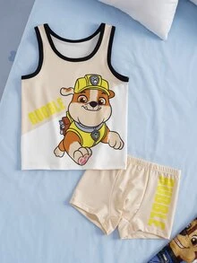 SHEIN | PAW Patrol Young Boy Cartoon Print Colorblock Casual Everyday Top - Apricot - View 3